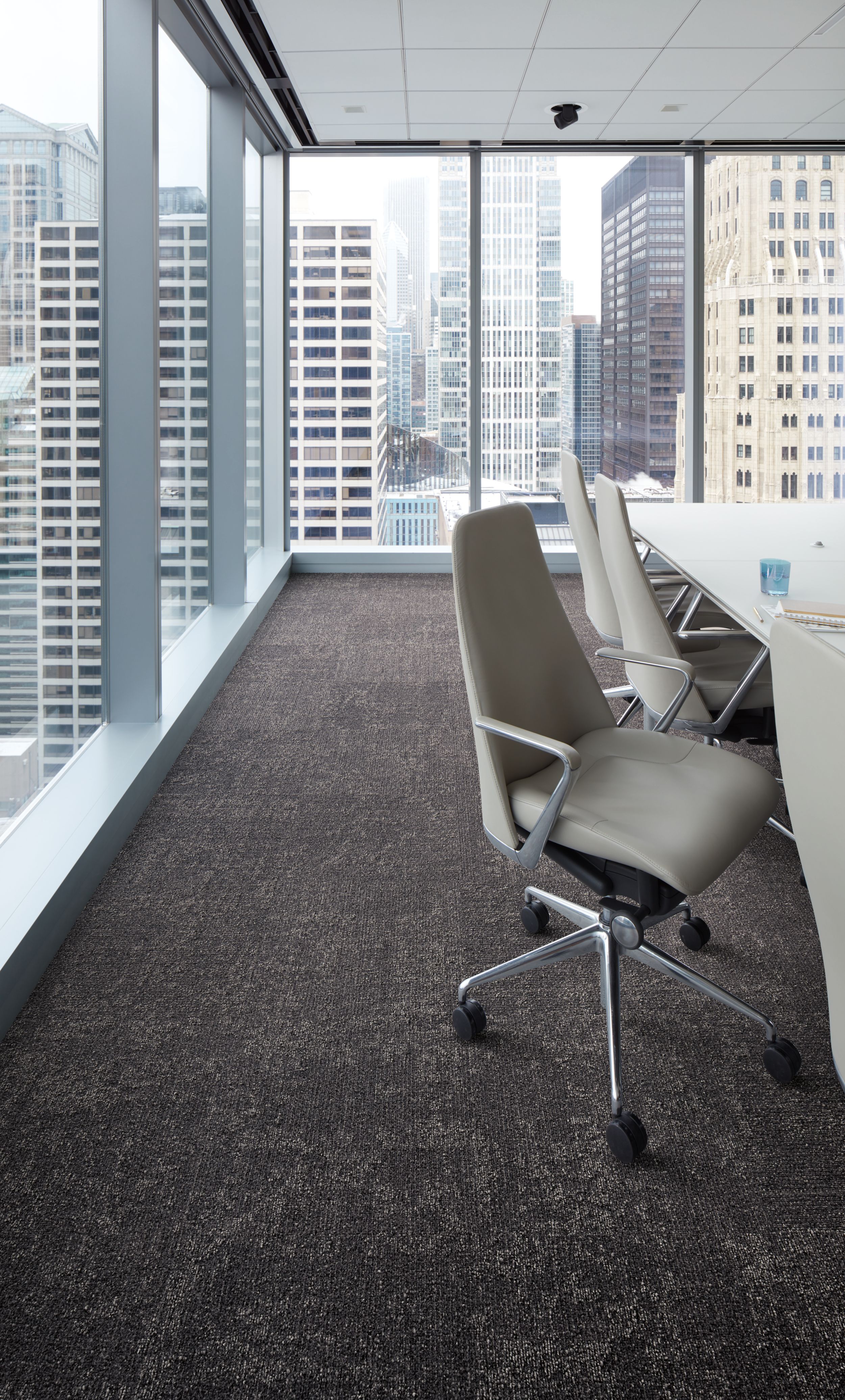 Interface Cloud Cover carpet tile in meeting room with glass walls image number 4